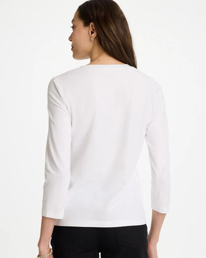 Chico's Printed Cotton Stretch 3/4 Sleeve Tee