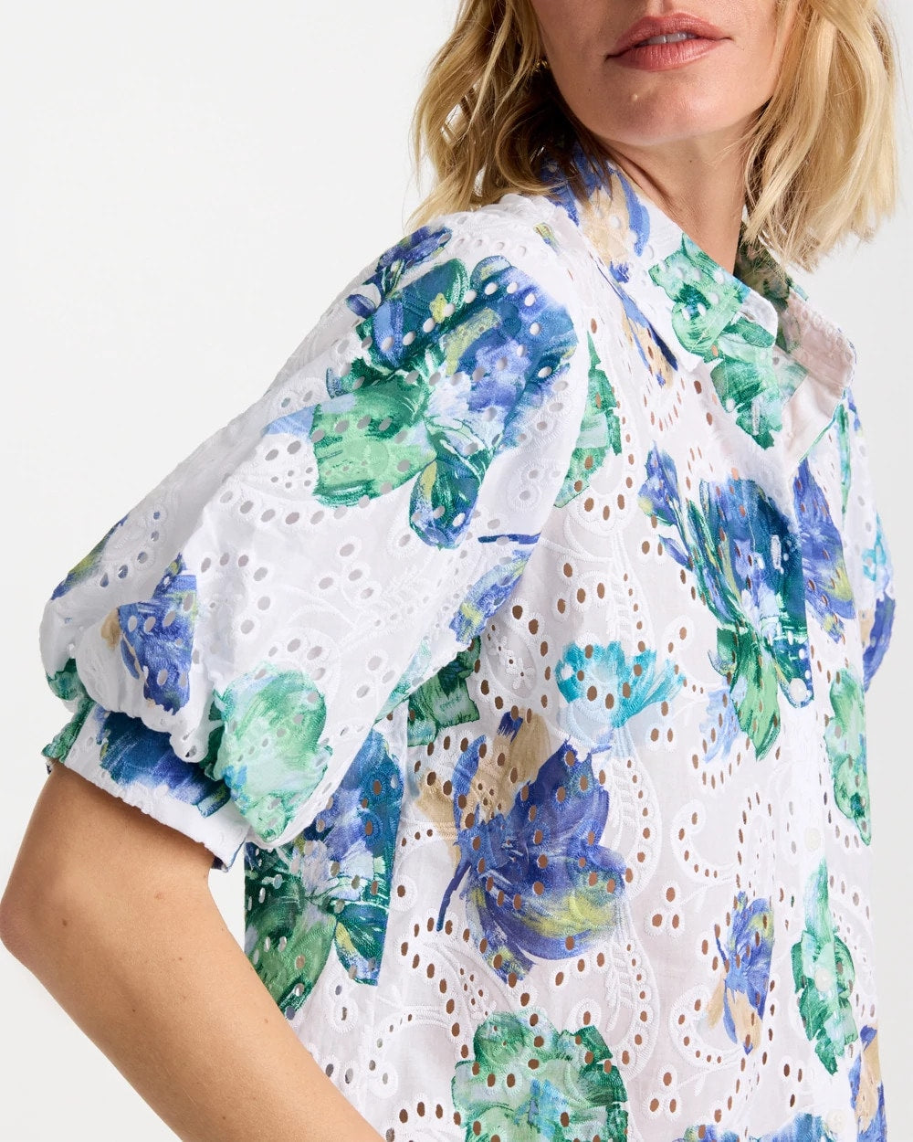 Chico's Floral Paisley Eyelet Blouse