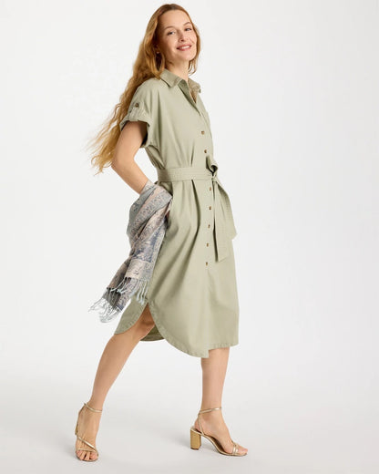 Chico's Dolman Tie Hemp Denim Shirtdress