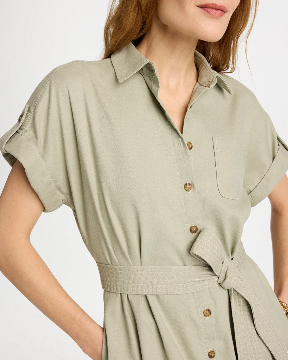 Chico's Dolman Tie Hemp Denim Shirtdress