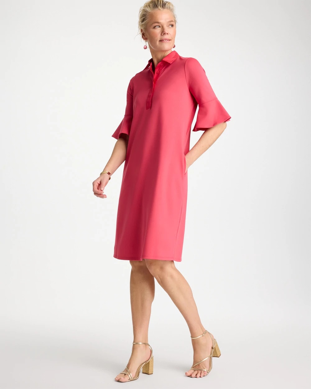 Chico's Knit Flounce Sleeve Dress