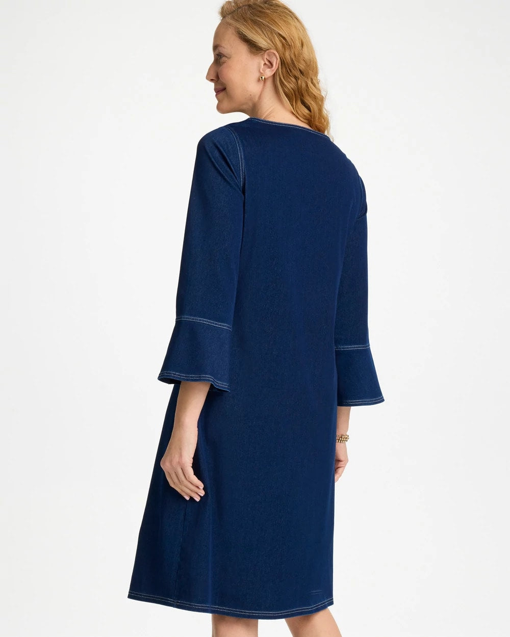 Chico's Bell Sleeve Knit Denim Dress