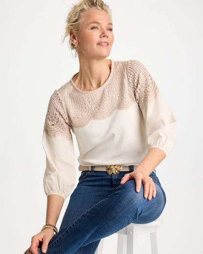 Chico's Lace Crochet Sleeve Tee