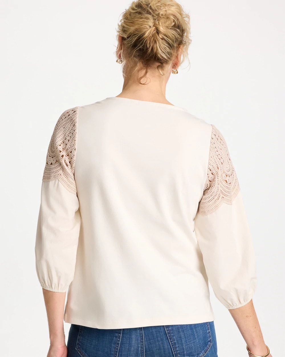 Chico's Lace Crochet Sleeve Tee