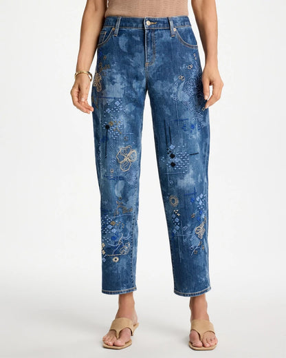 Chico's Relaxed Embroidered Boyfriend Jean