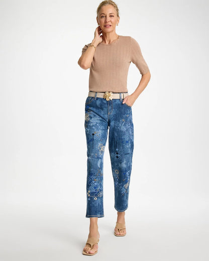 Chico's Relaxed Embroidered Boyfriend Jean