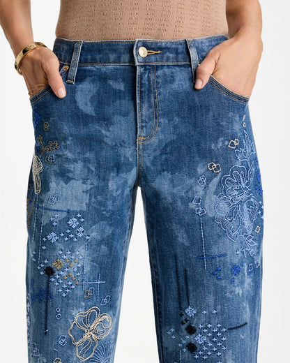 Chico's Relaxed Embroidered Boyfriend Jean