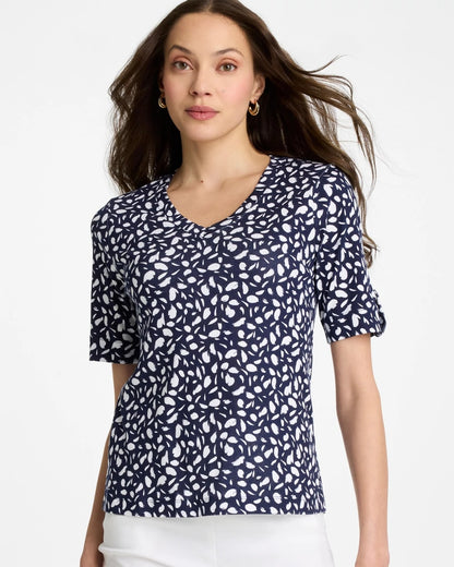 Chico's Printed Pima V-Neck Tee
