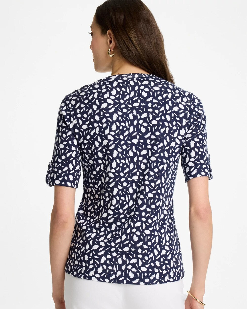 Chico's Printed Pima V-Neck Tee
