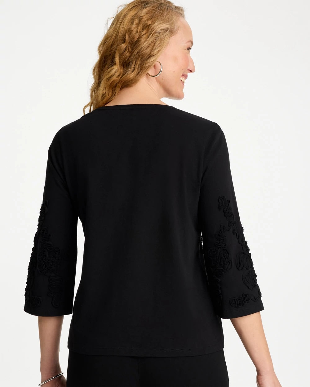 Chico's Soutache Elbow Sleeve Tee