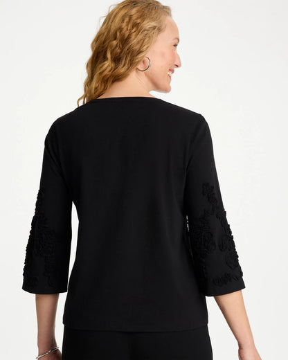 Chico's Soutache Elbow Sleeve Tee