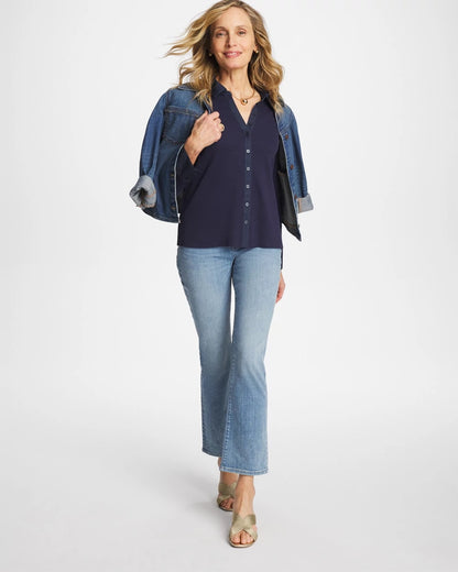 Chico's Collared Rib Mix Henley