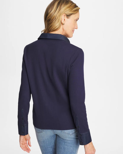 Chico's Collared Rib Mix Henley