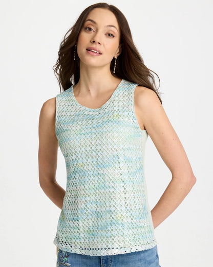 Chico's Mermaid Sequin Mesh Crochet Tank