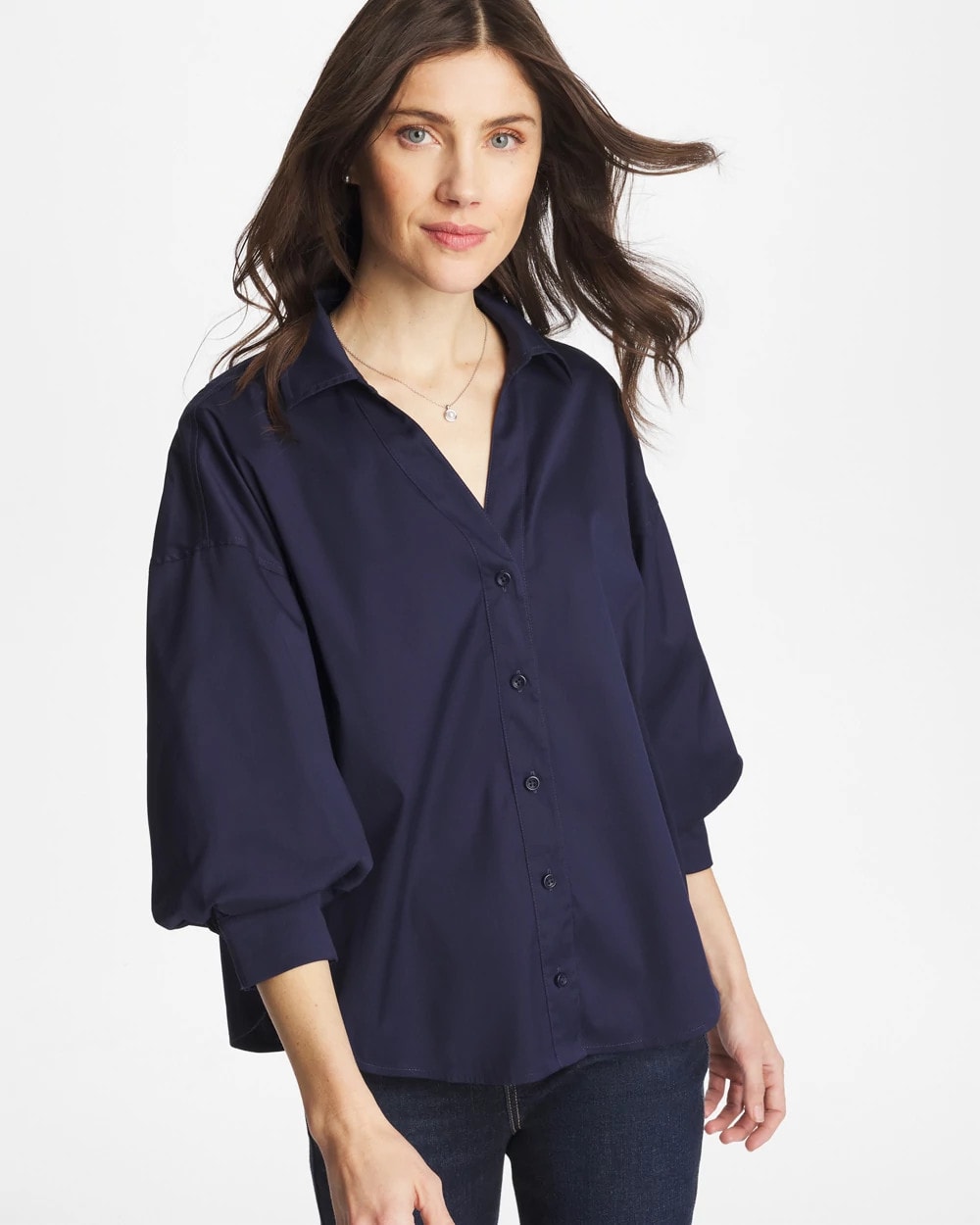 Chico's Poplin Billow Sleeve Blouse