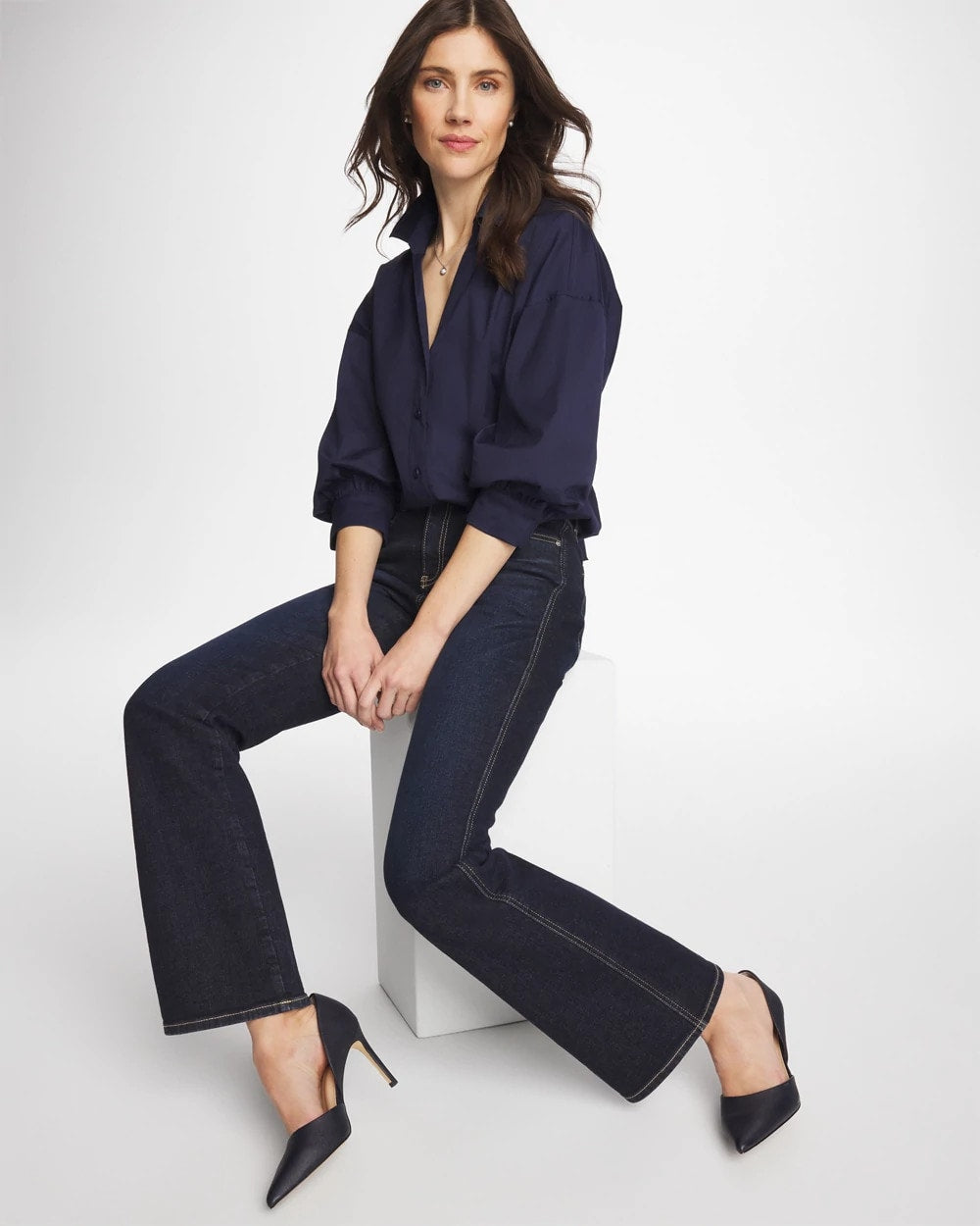 Chico's Poplin Billow Sleeve Blouse