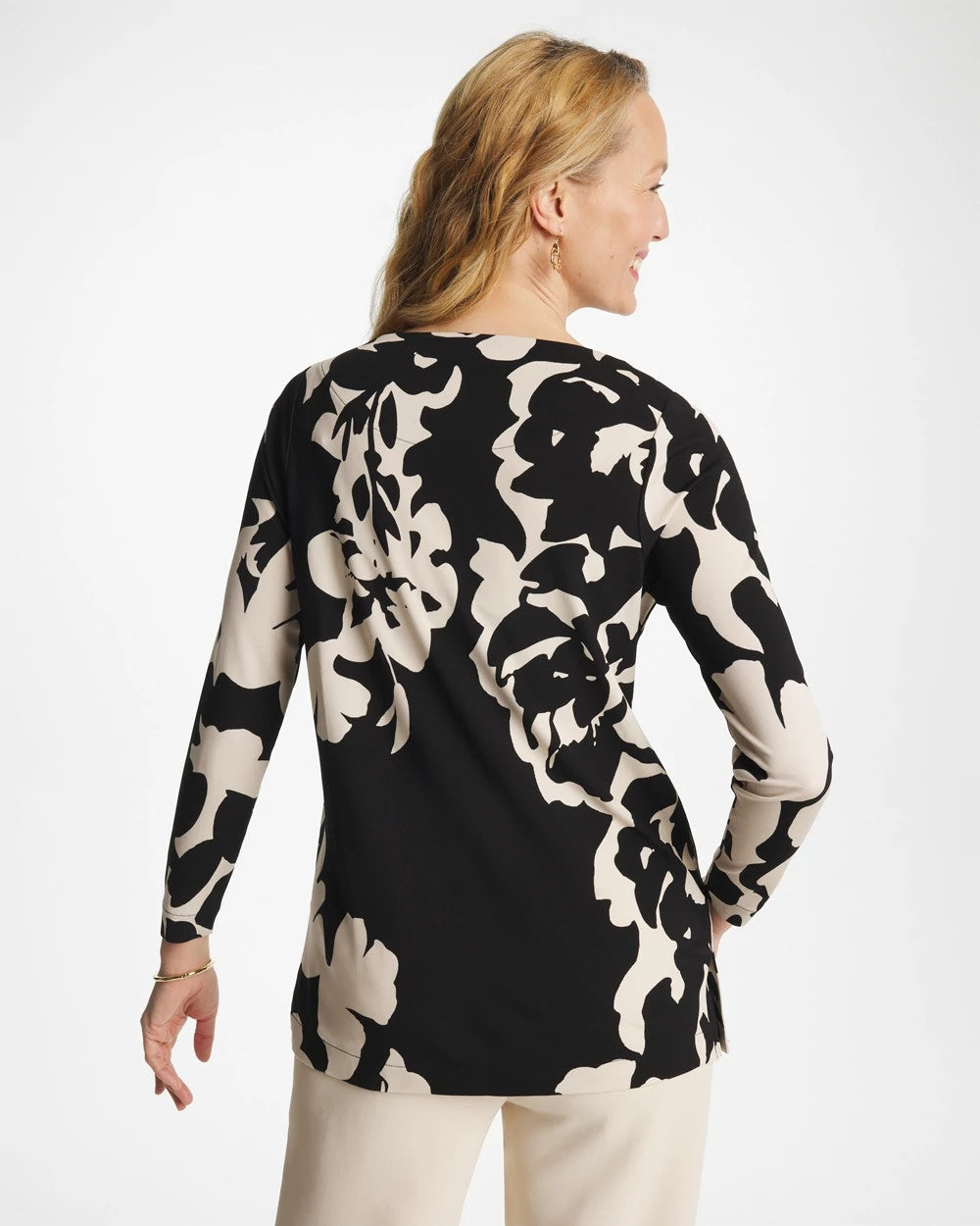 Chico's Blossom Matte Jersey Button Tunic