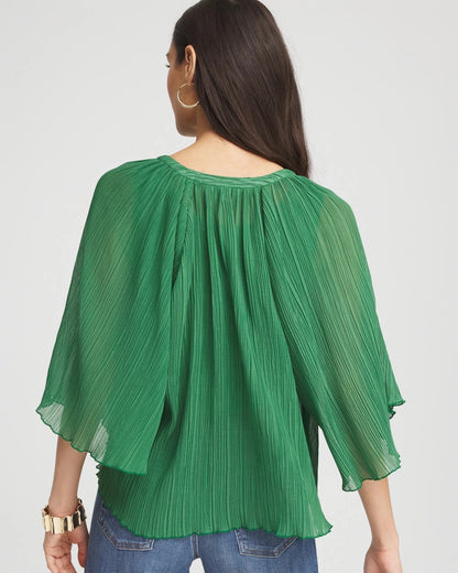 Chico's Textured Pleated Chiffon Blouse