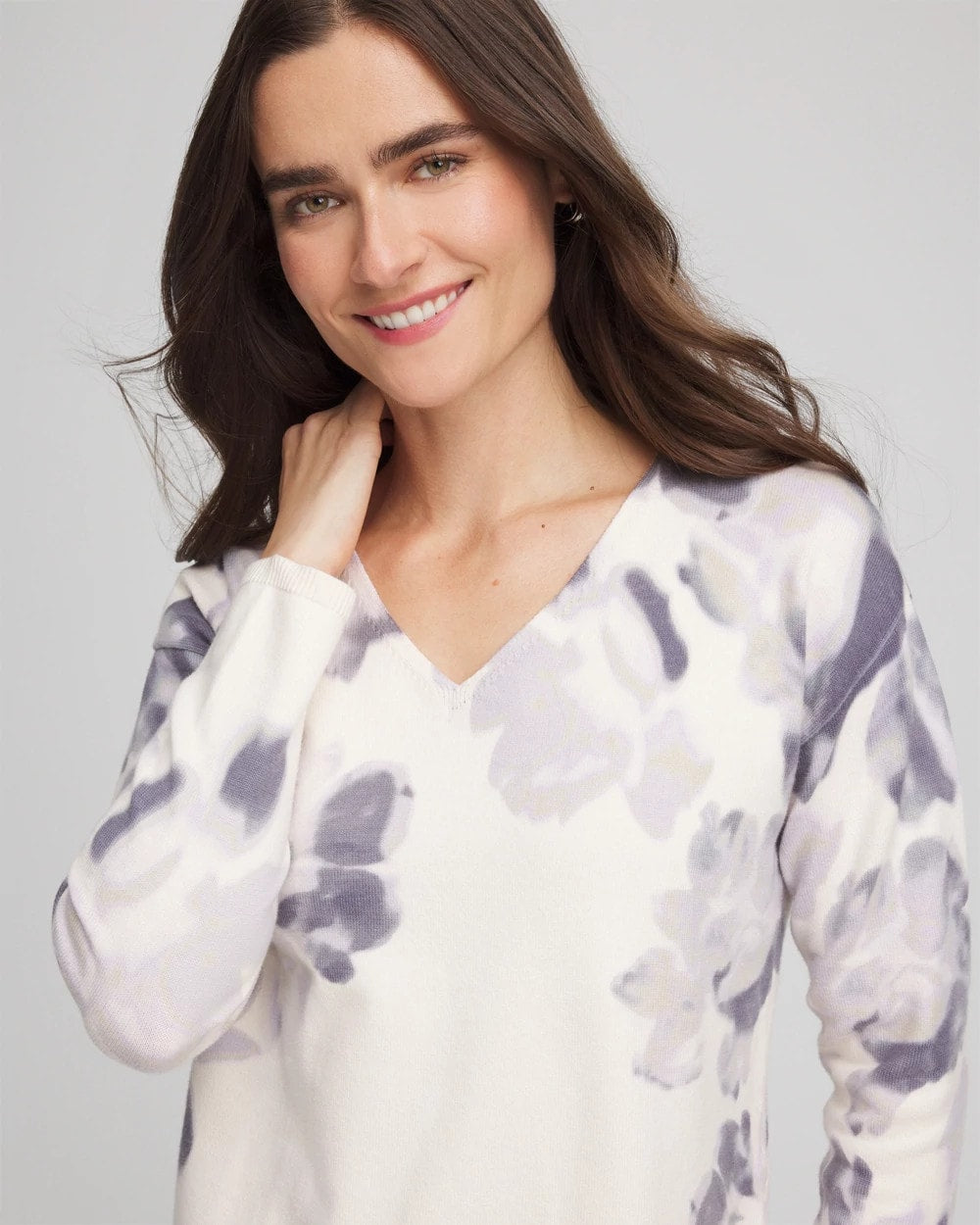 Chico's Printed V-Neck Sweater