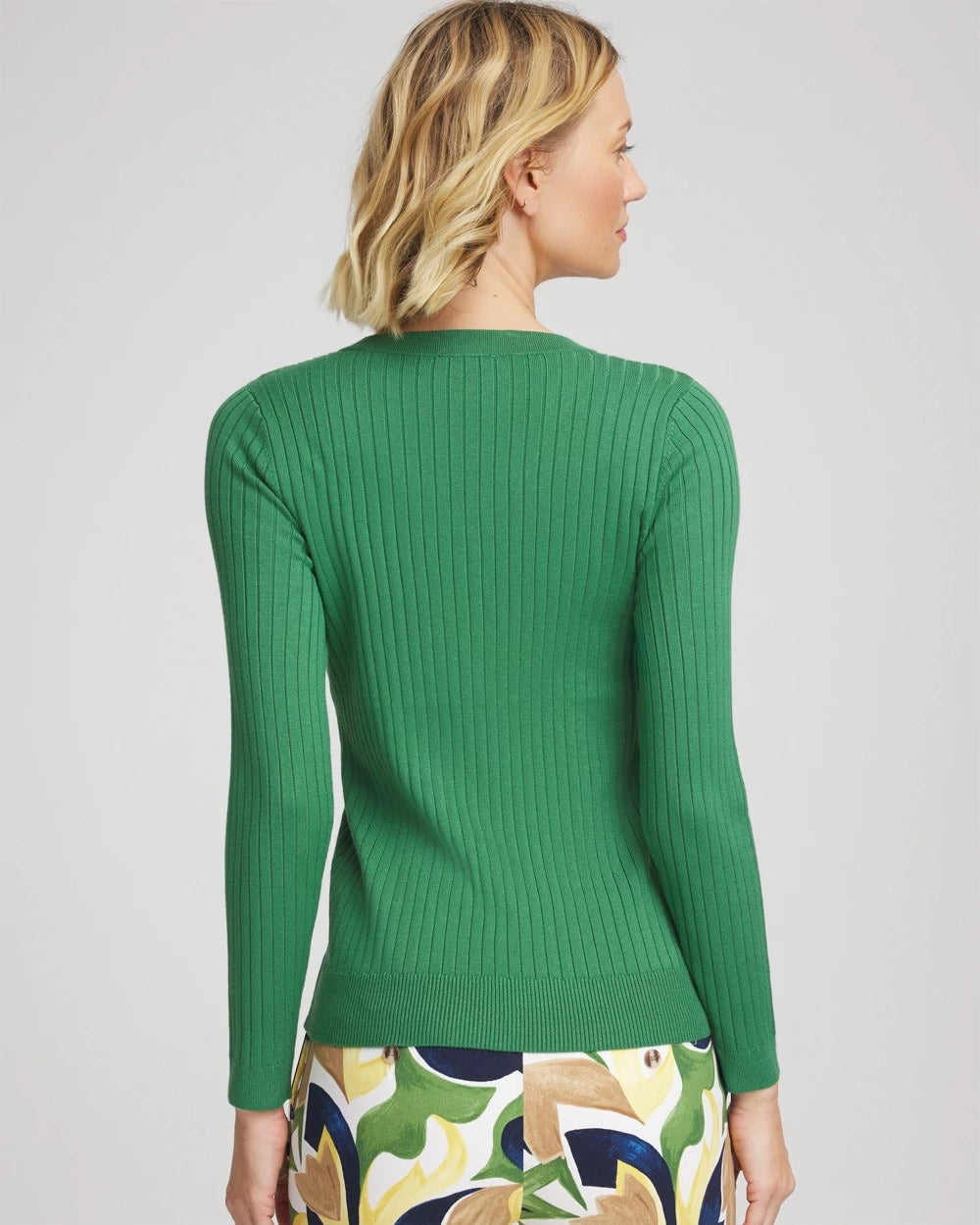 Chico's Ribbed Button Henley Sweater