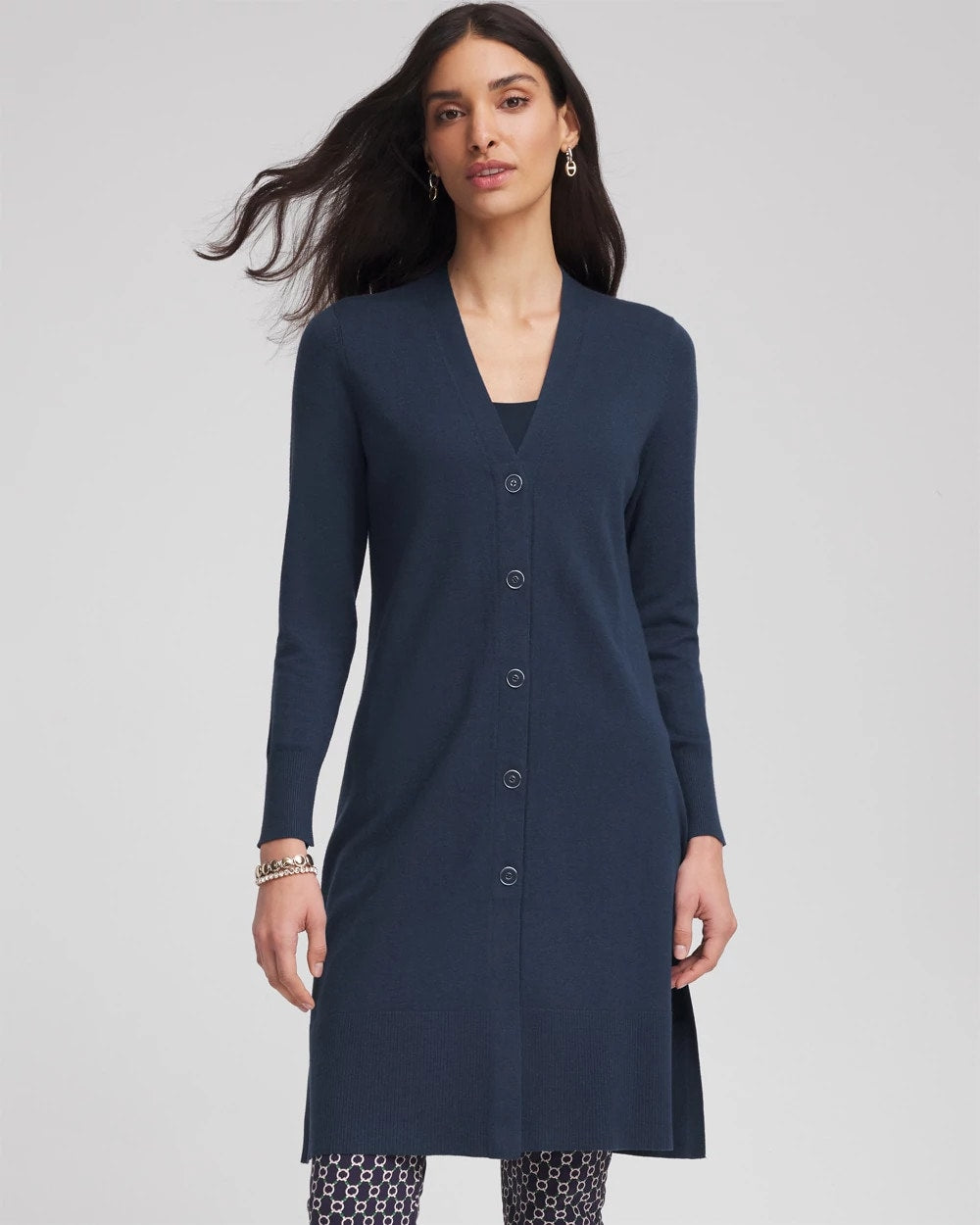Chico's Novelty Duster Button Cardigan