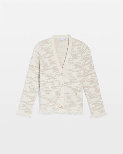 Chico's Fringe Textured V-Neck Cardigan