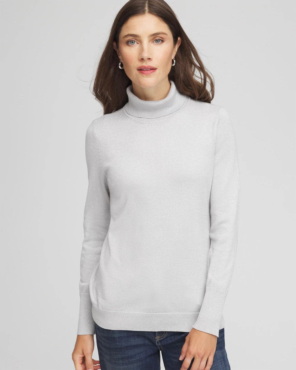 Chico's Metallic Turtleneck Pullover Sweaters