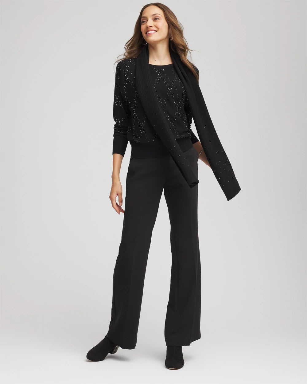 Chico's Ella Embellished Dolman Pullover Sweater