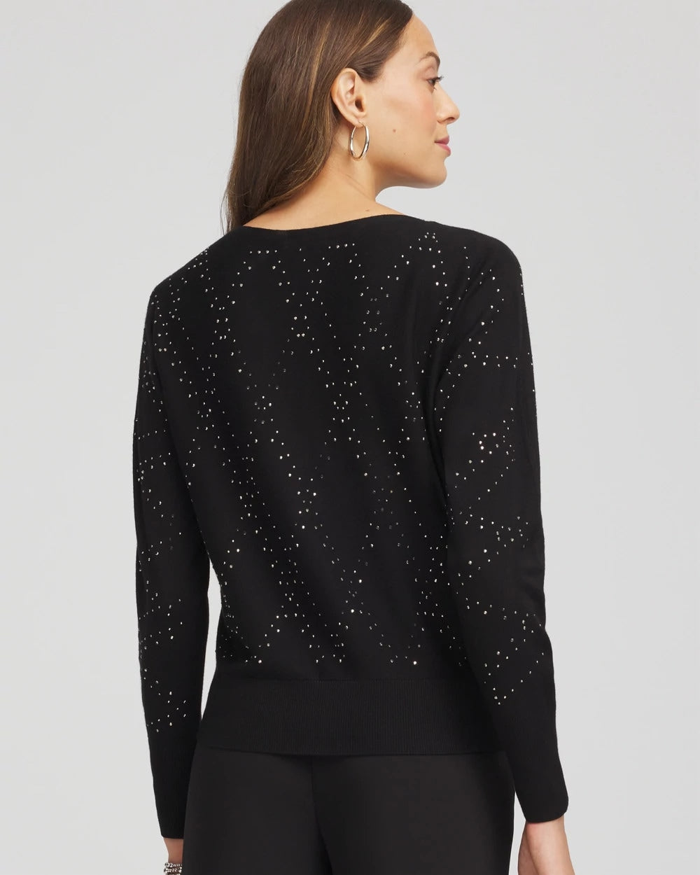 Chico's Ella Embellished Dolman Pullover Sweater