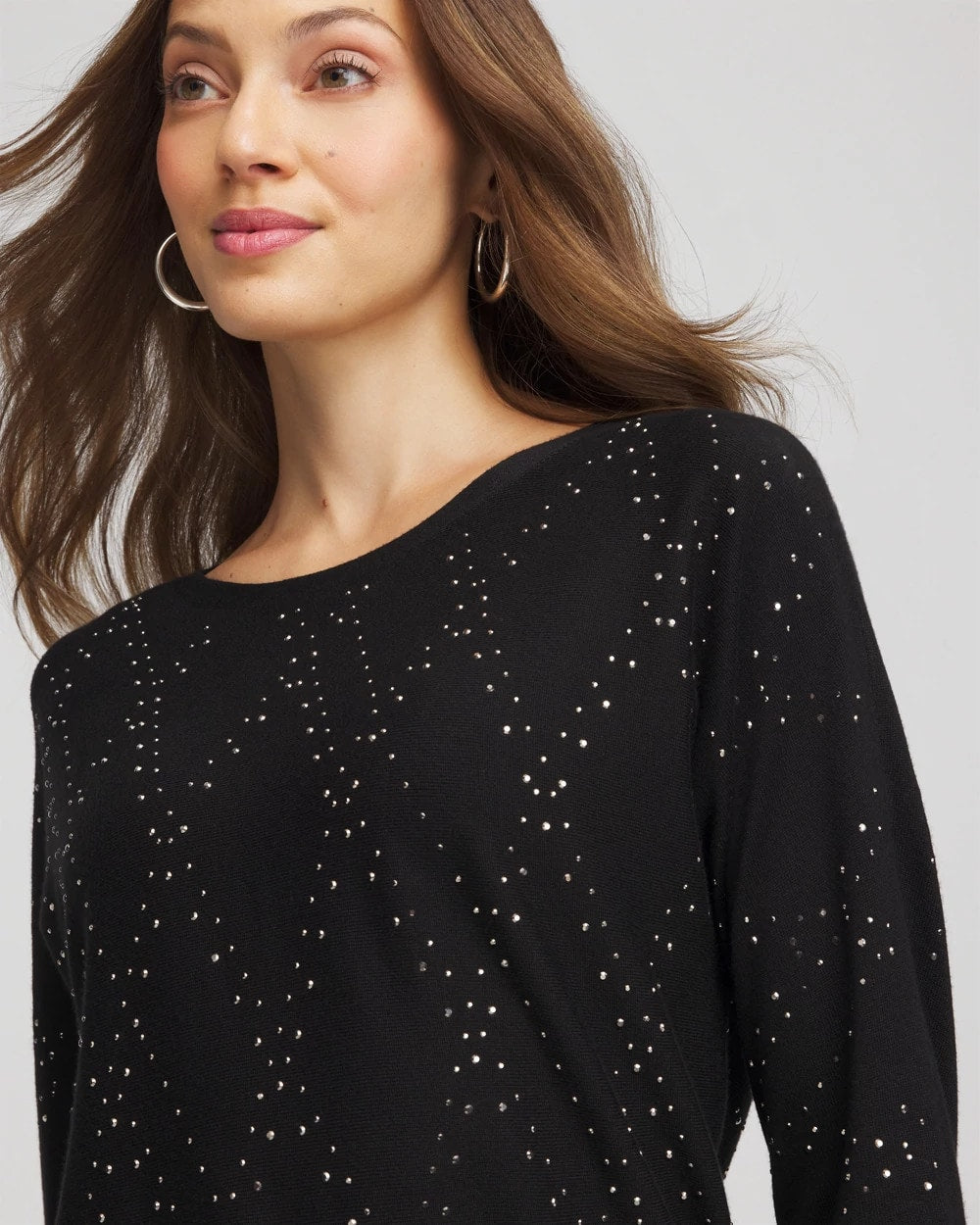 Chico's Ella Embellished Dolman Pullover Sweater