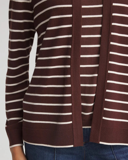 Chico's Ella Striped Long-Sleeve Cardigan