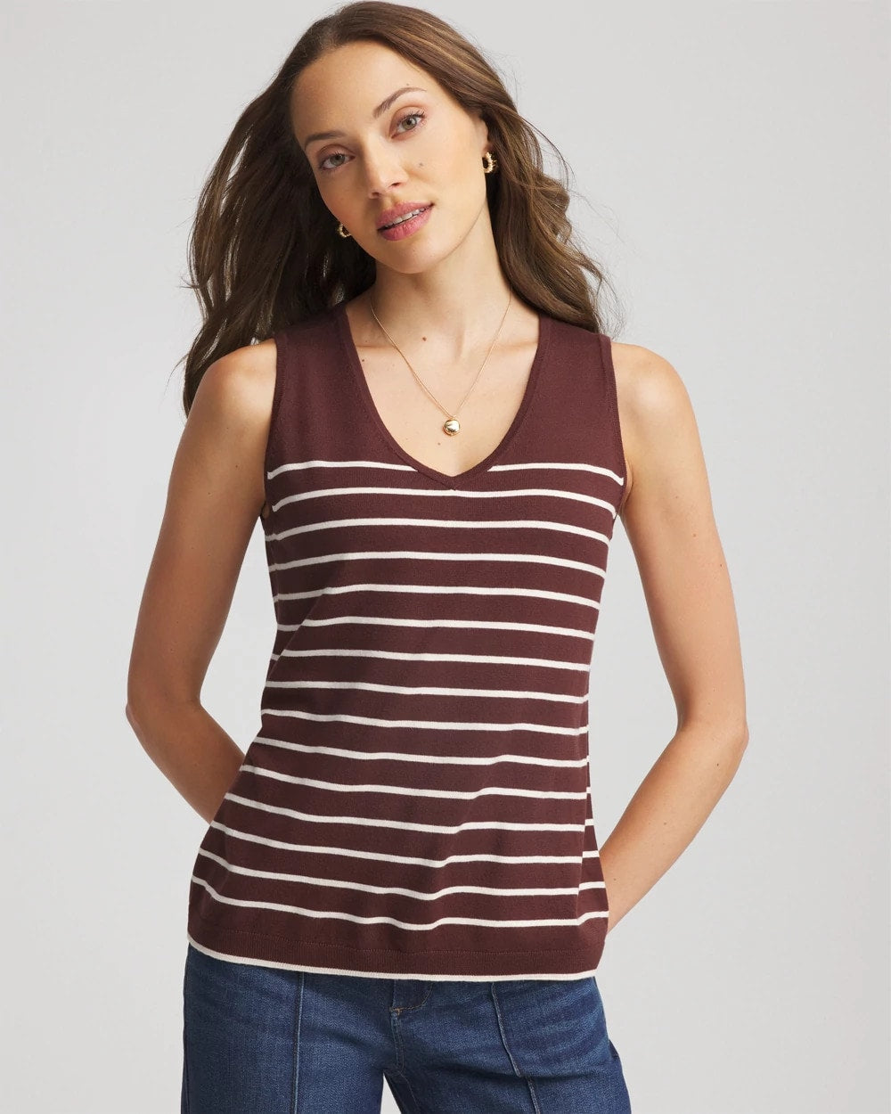 Chico's Ella Striped Sweater Tank