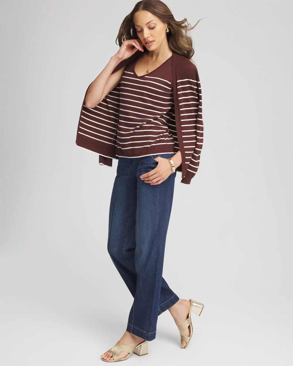 Chico's Ella Striped Sweater Tank