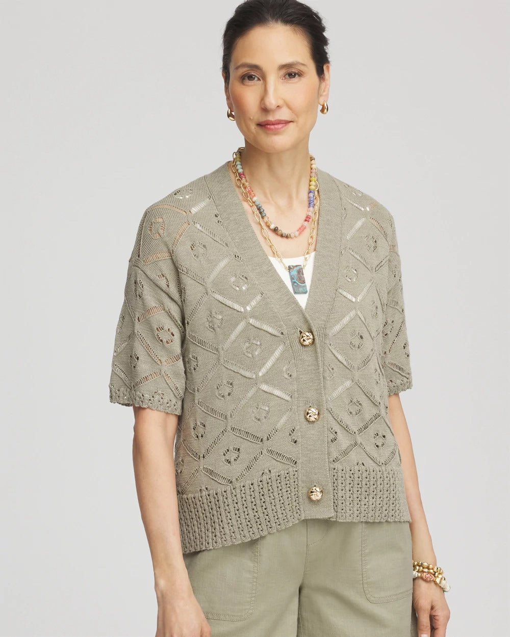 Chico's Short Button-down Cardigan