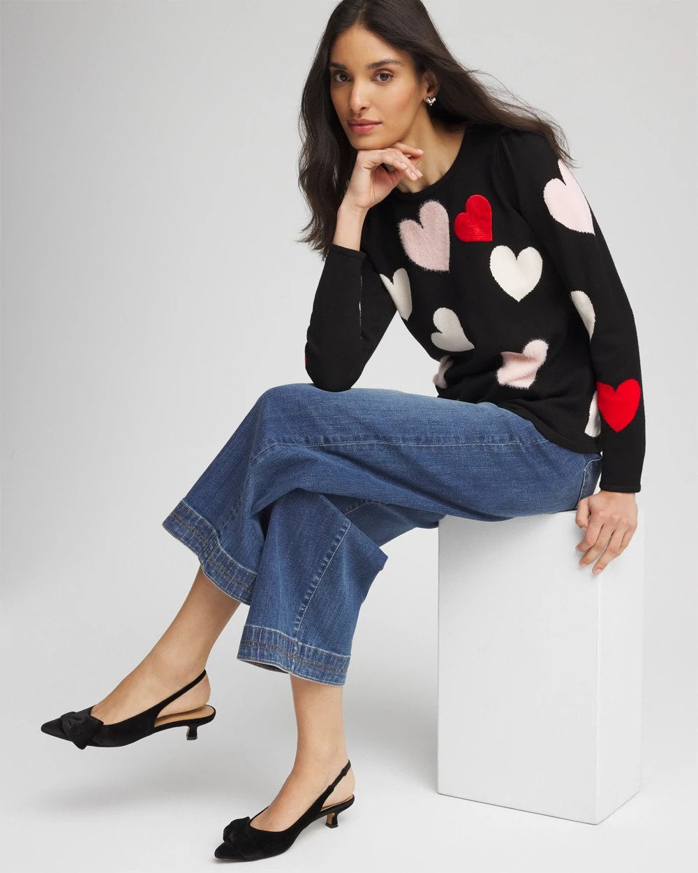 Chico's V-Day Multi-Heart Pullover