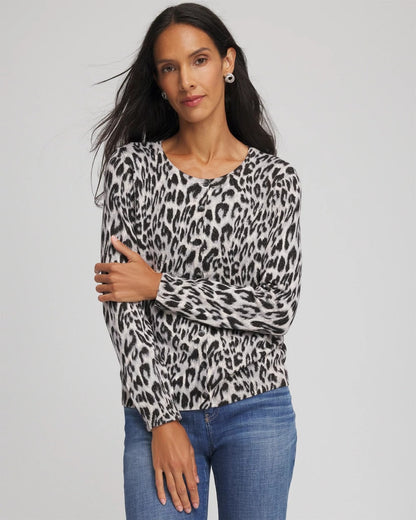 Chico's Animal Crewneck Cardigan