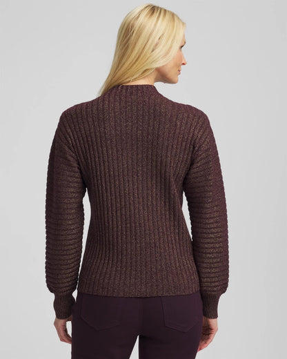 Chico's Metallic Ribbed Pullover