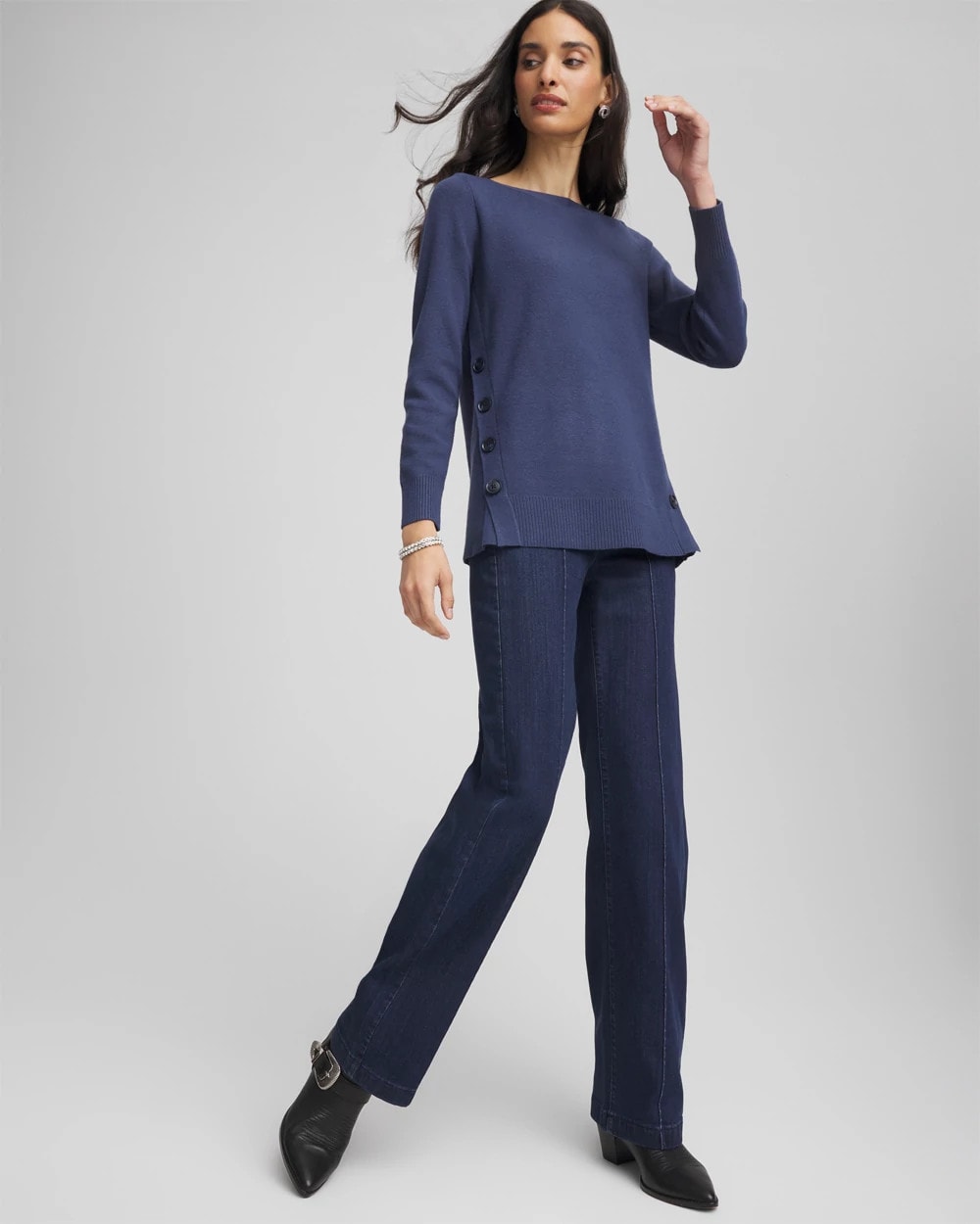 Chico's Button Tunic Sweater