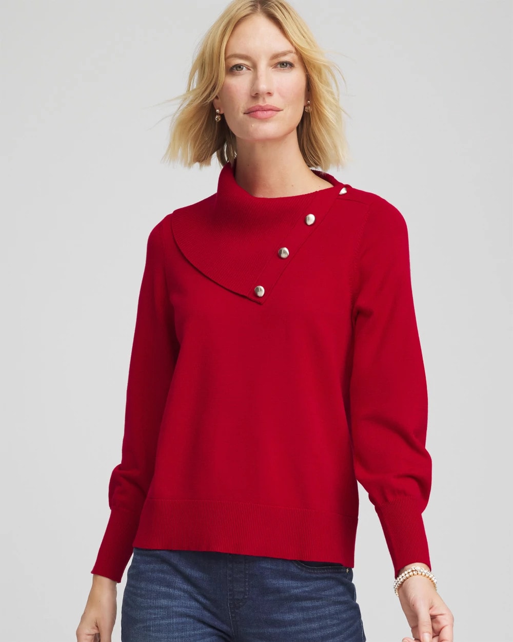 Chico's Button Envelope Neck Sweater