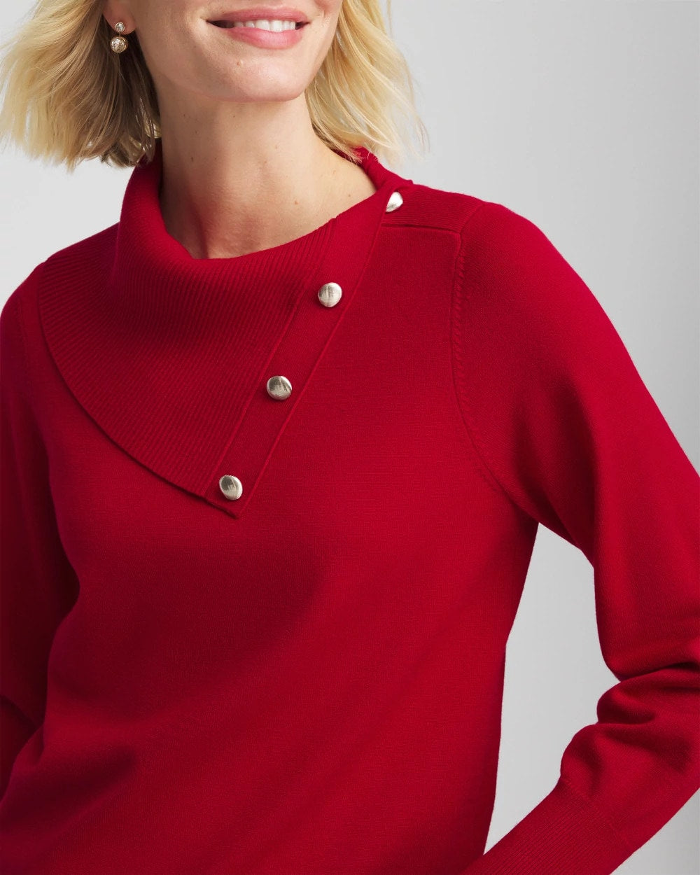 Chico's Button Envelope Neck Sweater