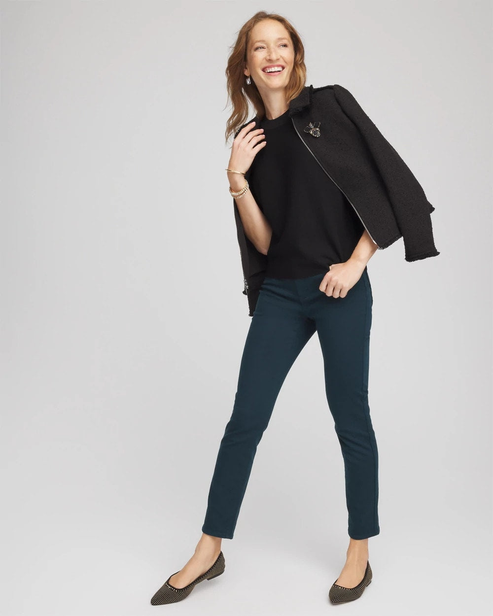 Chico's Dolman Sleeve Crew Neck Pullover Sweater