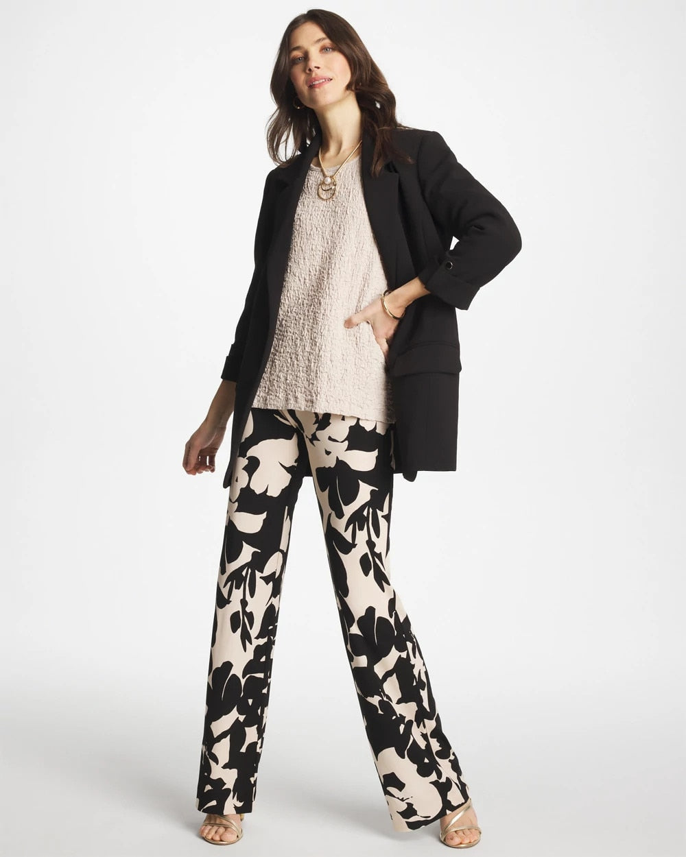 Chico's Shadow Blossom Matte Jersey Pants