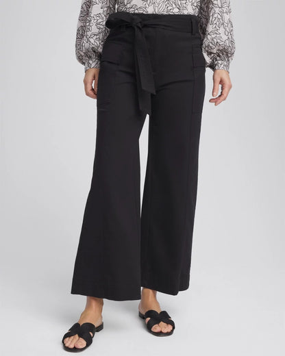 Chico's Belted Twill Utility Cropped Pants
