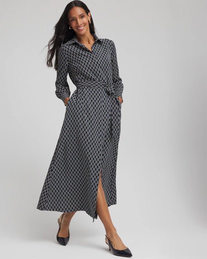 Chico's Chain Print Maxi Shirtdress