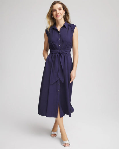 Chico's Smocked-Waist Shirtdress