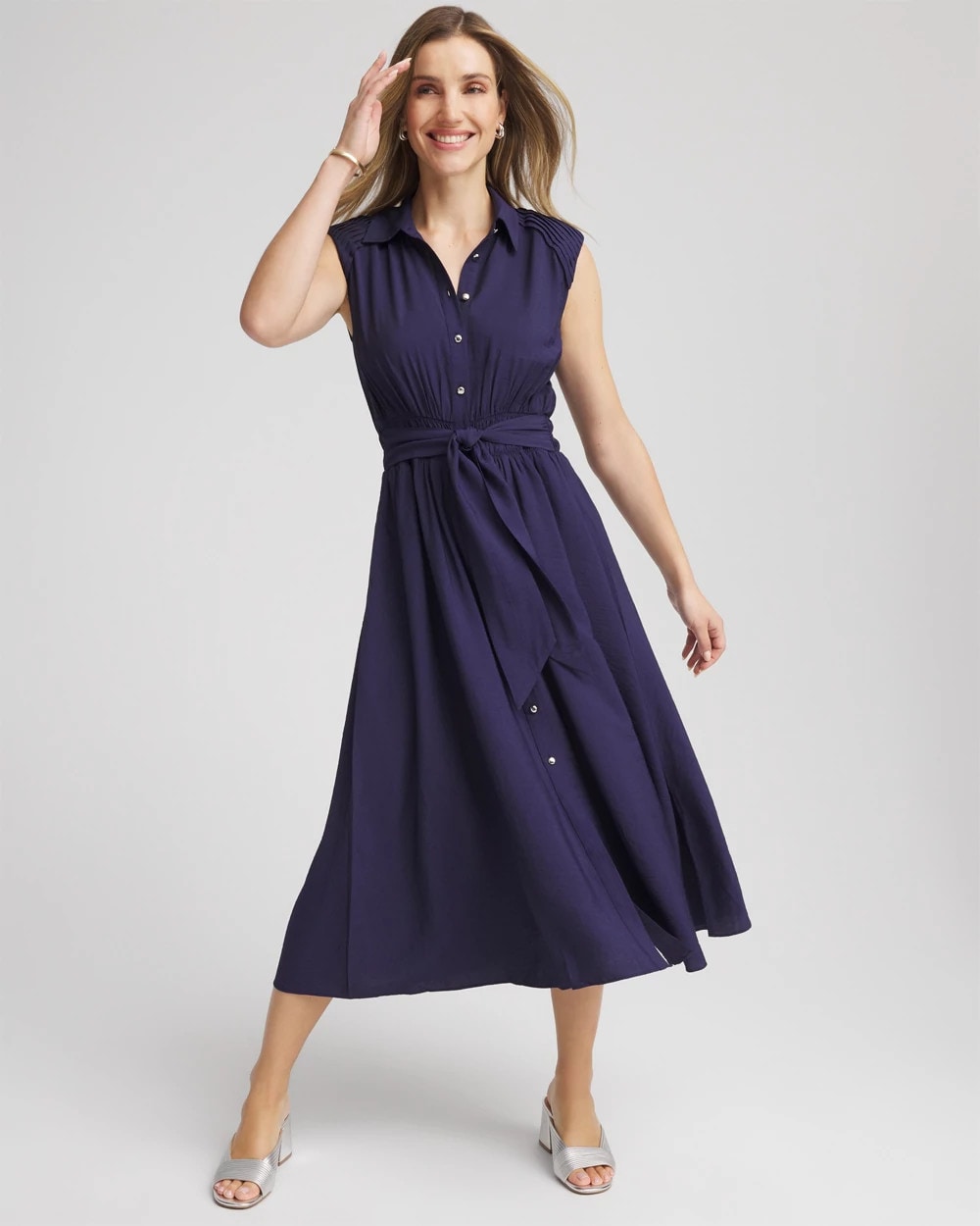 Chico's Smocked-Waist Shirtdress