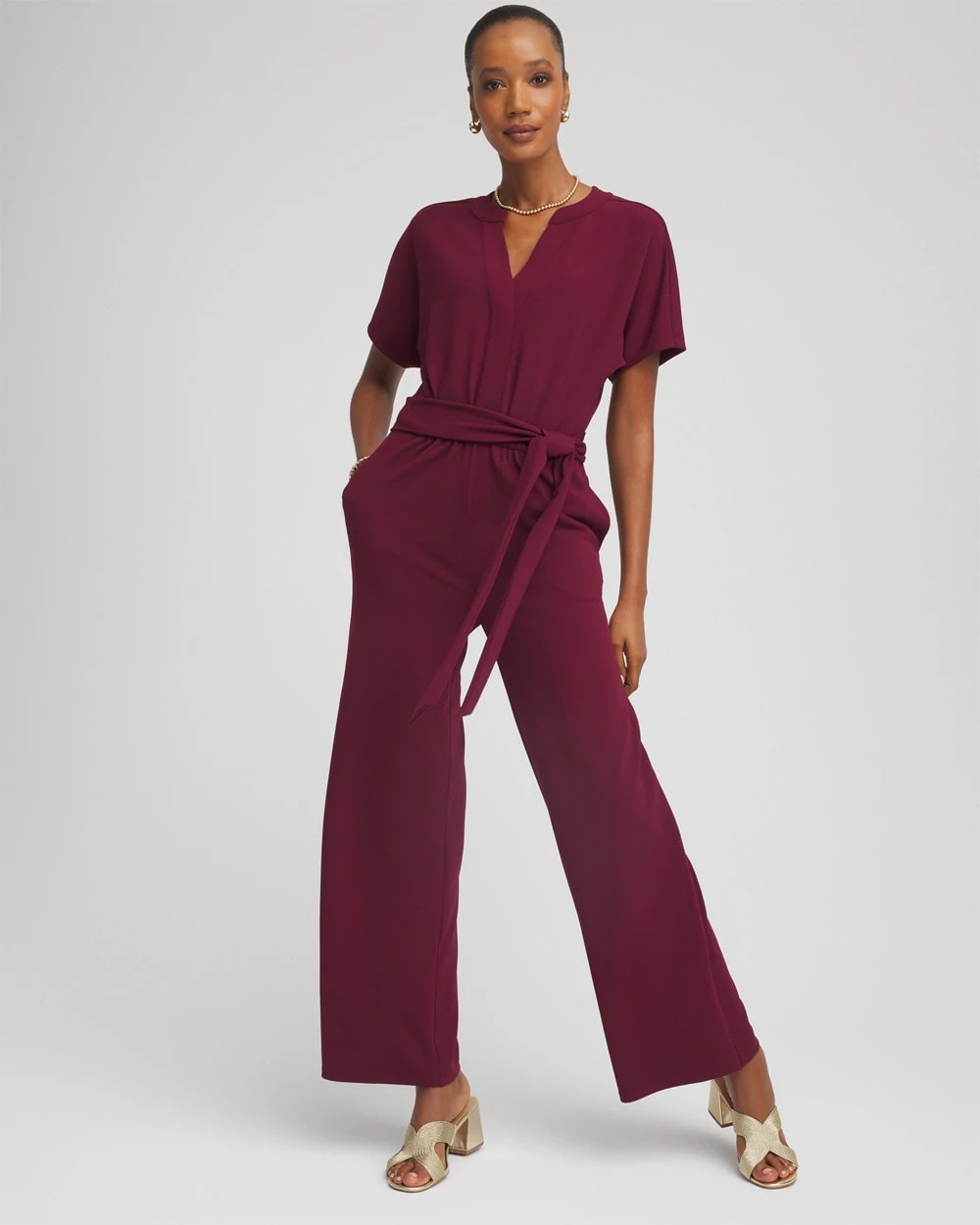 Chico's Belted Dolman-Sleeve Jumpsuit