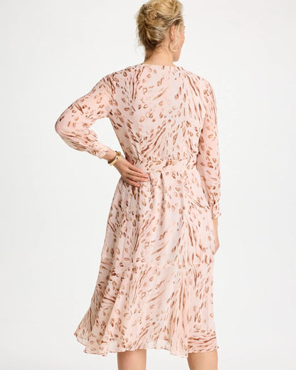 Chico's Cheetah Georgette Tie Shirtdress