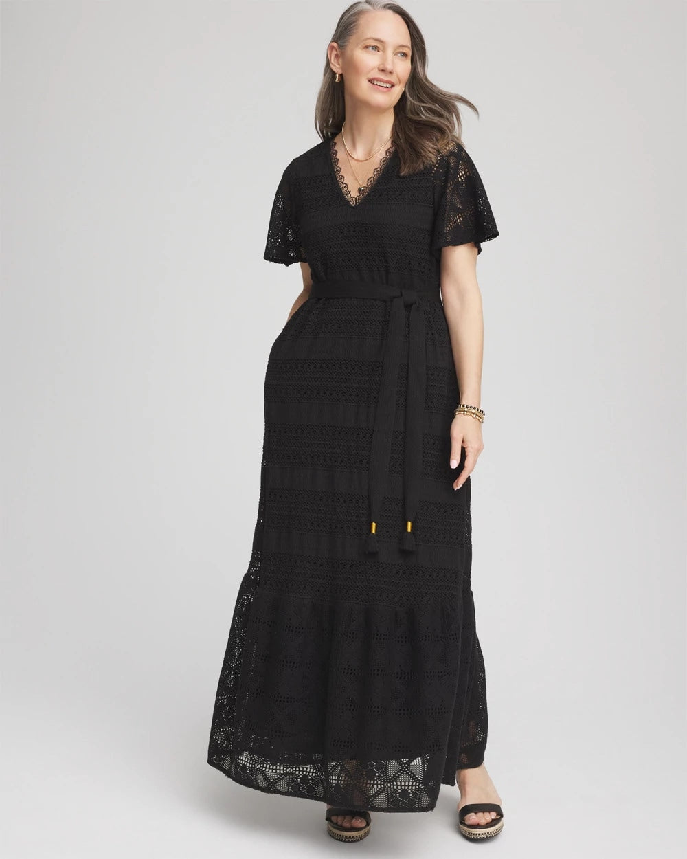Chico's Petite Crochet-Lace Maxi Dress