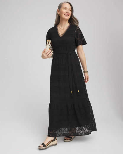 Chico's Petite Crochet-Lace Maxi Dress